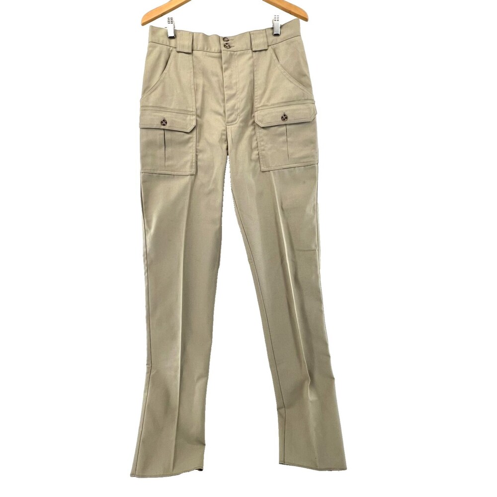 Tilley Endurables Mens Khaki Cargo Pant Cotton Flat Front Straight Leg 33x36 NWT